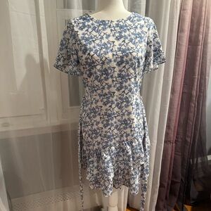 Floral Blue and White Dress